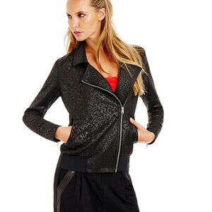 Lorna Jane Black Feline Animal Print Biker Jacket Sz. M *EUC* MSRP: $150+tax